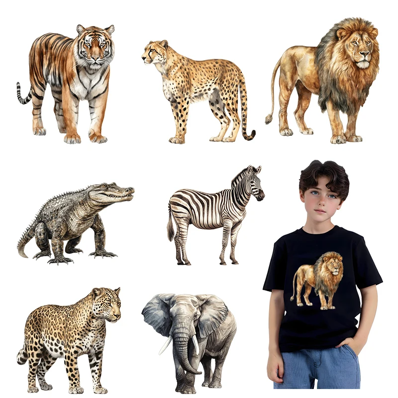 Heat transfer printing, vinyl printing, grassland animal hot stamping, hot paper stickers, animal decals, adult clothing