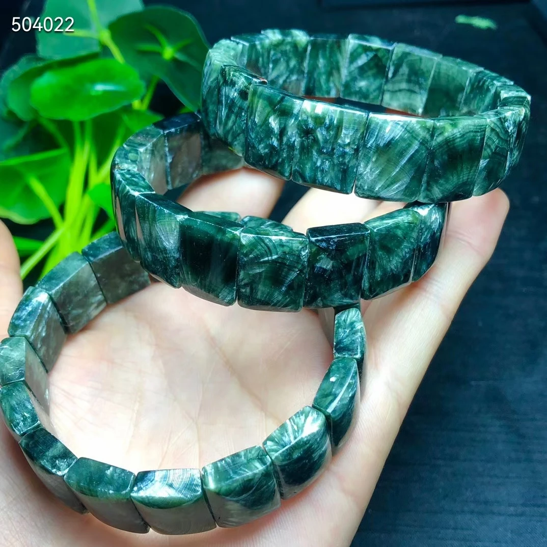 Natural Green Seraphinite Rectangle Beads Bracelet 12*15mm Gemstone Seraphinite Beads Fashion Jewelry AAAAAA