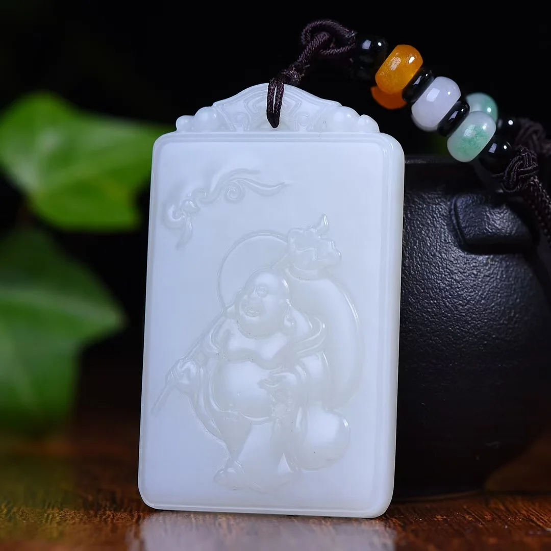 Exquisite Hetian Jade Maitreya Buddha Birthday Gifts for Men and Women SN0069