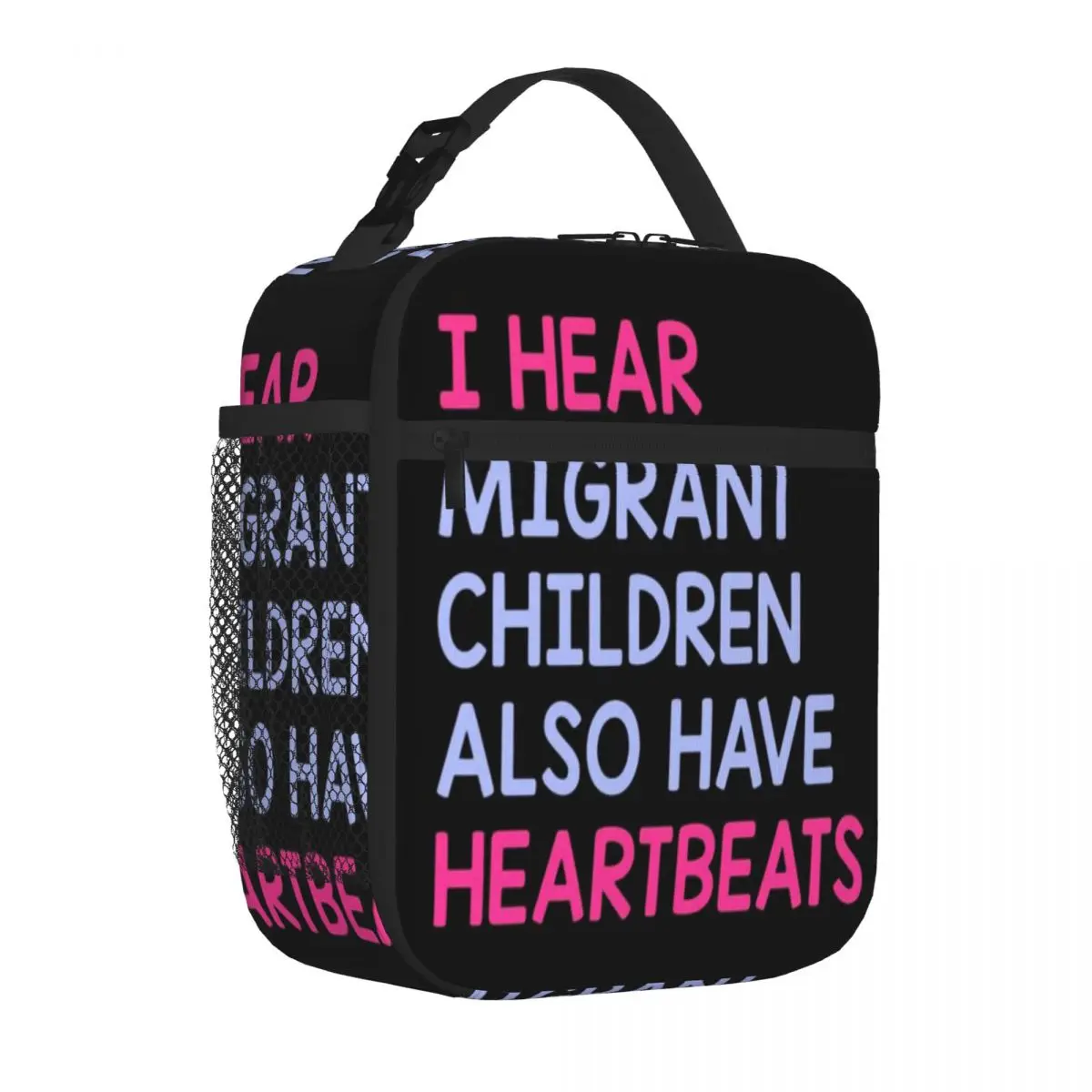 Hot Sale I Hear Migrant Children Also Have Heartbeats Embossed Portable Lunch Bag Weekend Getaway Cooler Tote