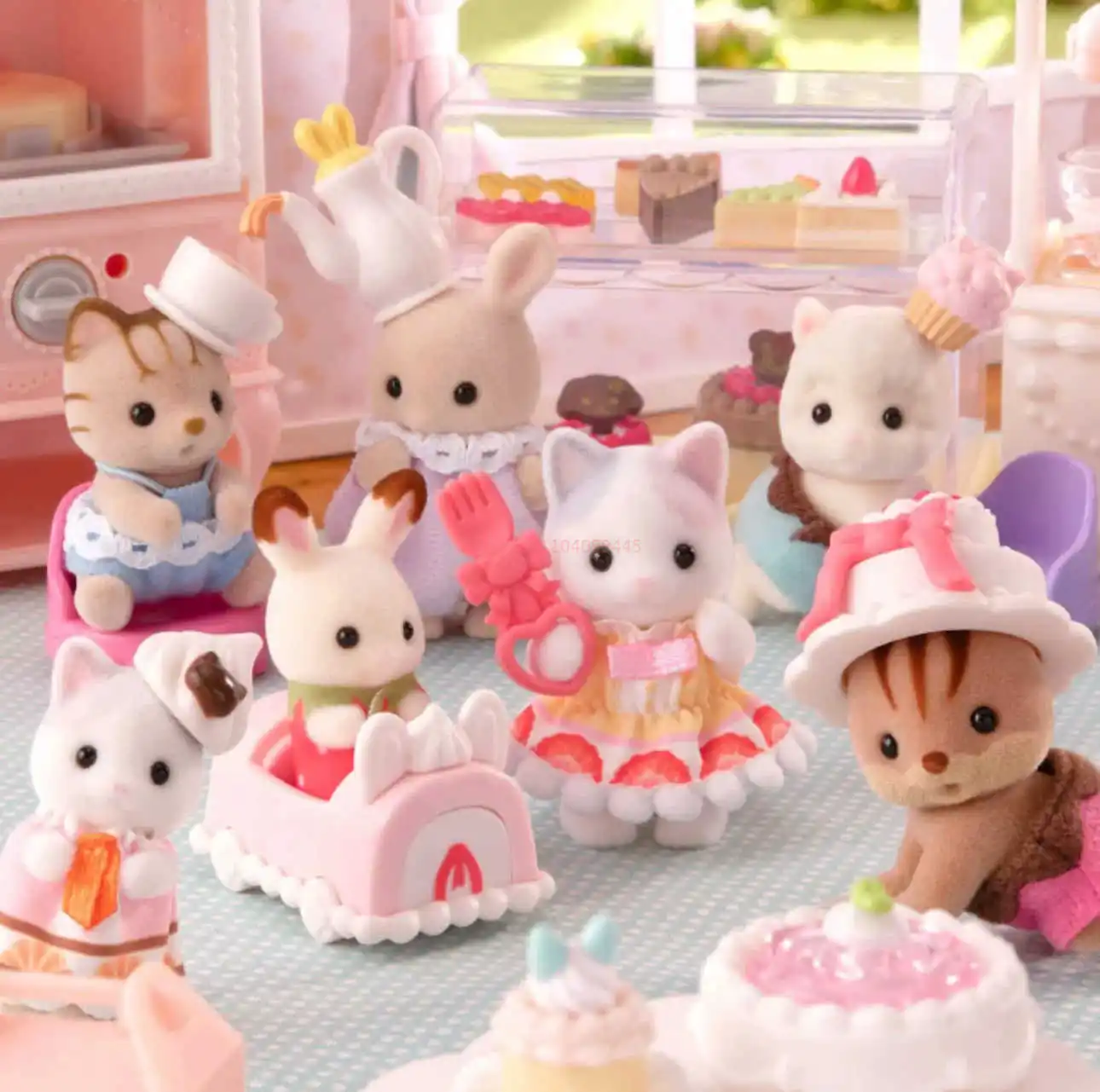 Original Sylvanian Families Anime Figures Forest Cake Clan Baking Series Dress Up Baby Doll Figrue Ornaments Toys Girls Gifts