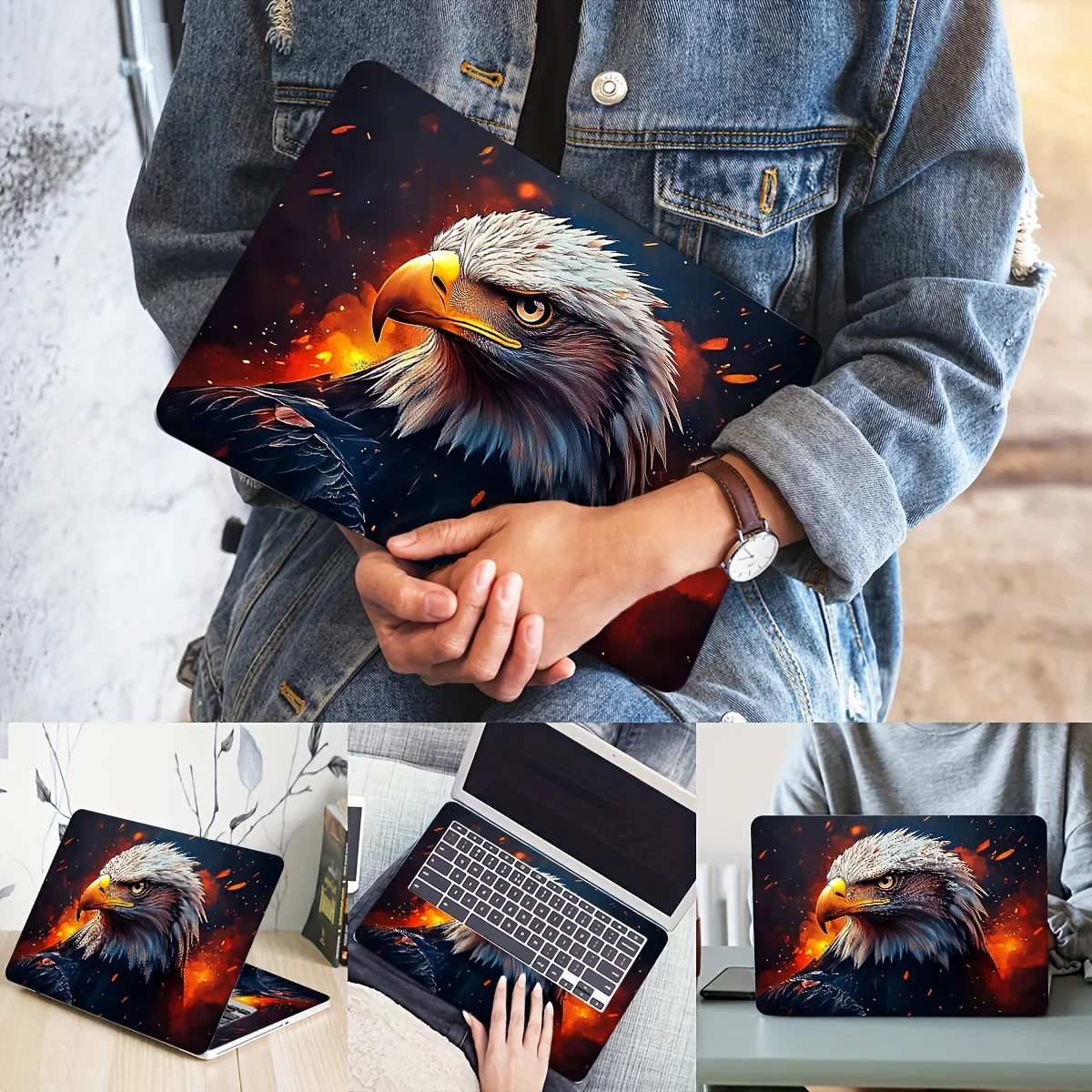 ملصق فينيل للكمبيوتر المحمول مقاوم للماء ومقاوم للخدش وسهل الالتصاق مع تصميم نسر مفصل حيوي لأجهزة الكمبيوتر المحمولة #5