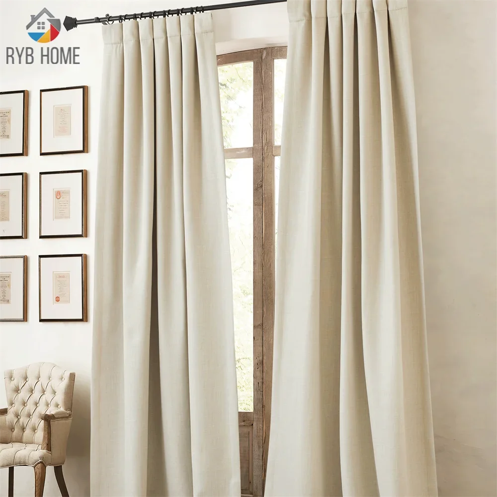 

RYB HOME 1pc Blackout Curtains Thick Texture Cotton Curtain Thermal Insulated Drapes Luxury Drapes In Living Room Custom