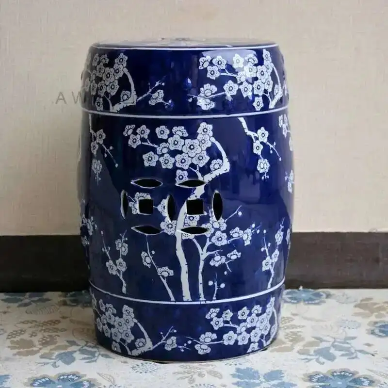 Tabouret à langer en céramique, tambour de salle de bains, tabouret de tambour néoclassique assis ba