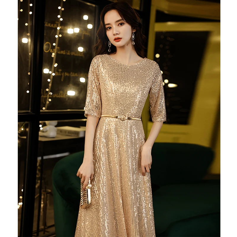 

Champagne Color Evening Gown Women's New 2026 Ele Wedding Dr Younger Mothers of the Bride High-End Wedding Attire