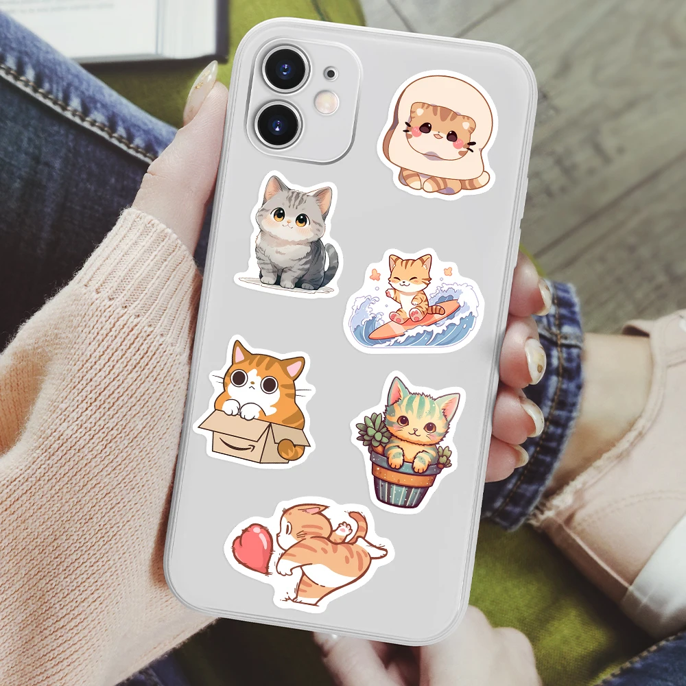 Kawaii Cat Stickers Kitten Cartoon Funny Kids Anime Cute Pet Animal DIY Sketch Gift Phone Laptop Scrapbooking Waterproof Sticker