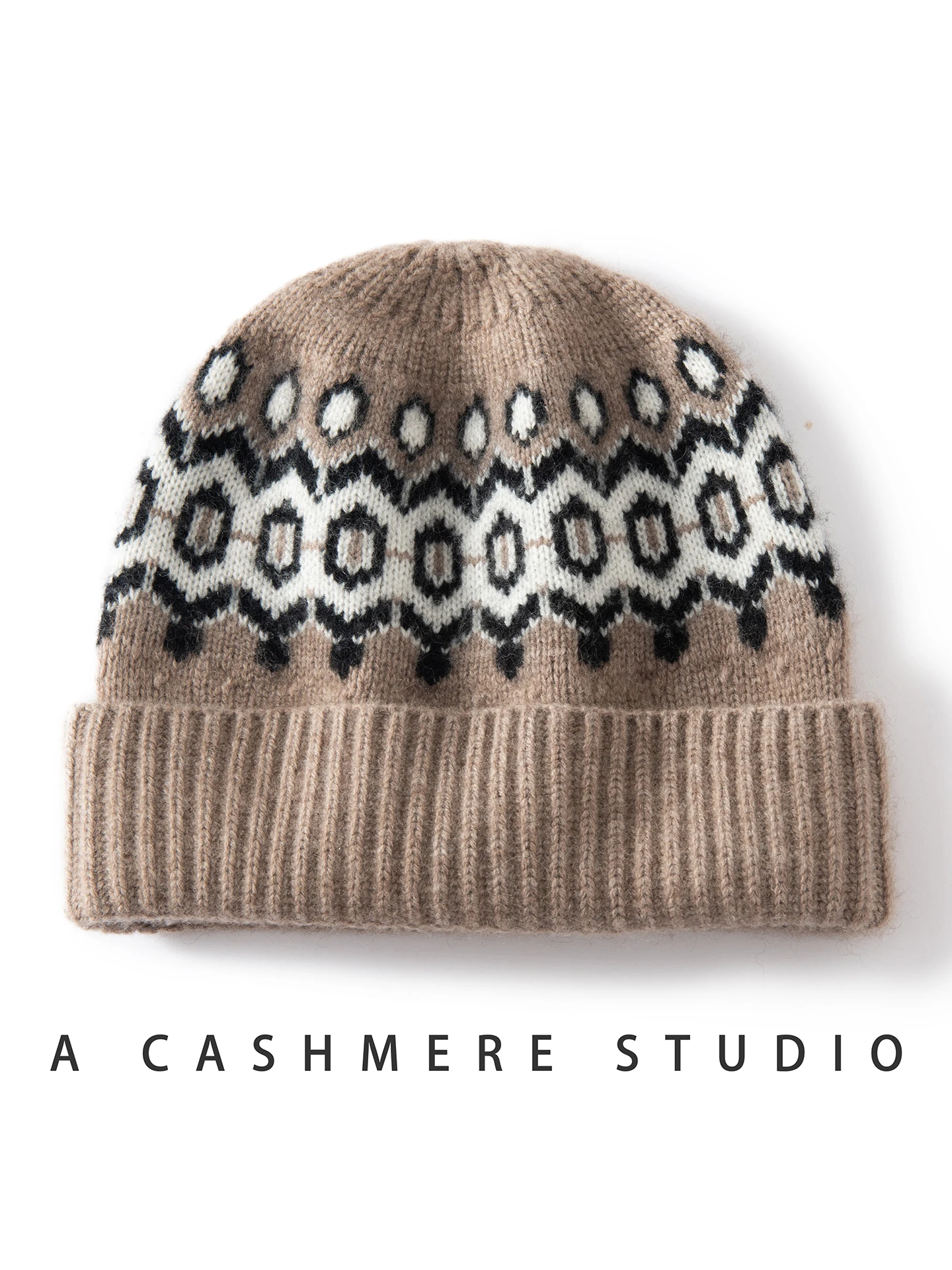 TLOML Autumn Winter New Women's 100% Cashmere Jarquard Hats Soft Warm Pullover Caps High Quality Casual Cashmere Comfy Hats Tops