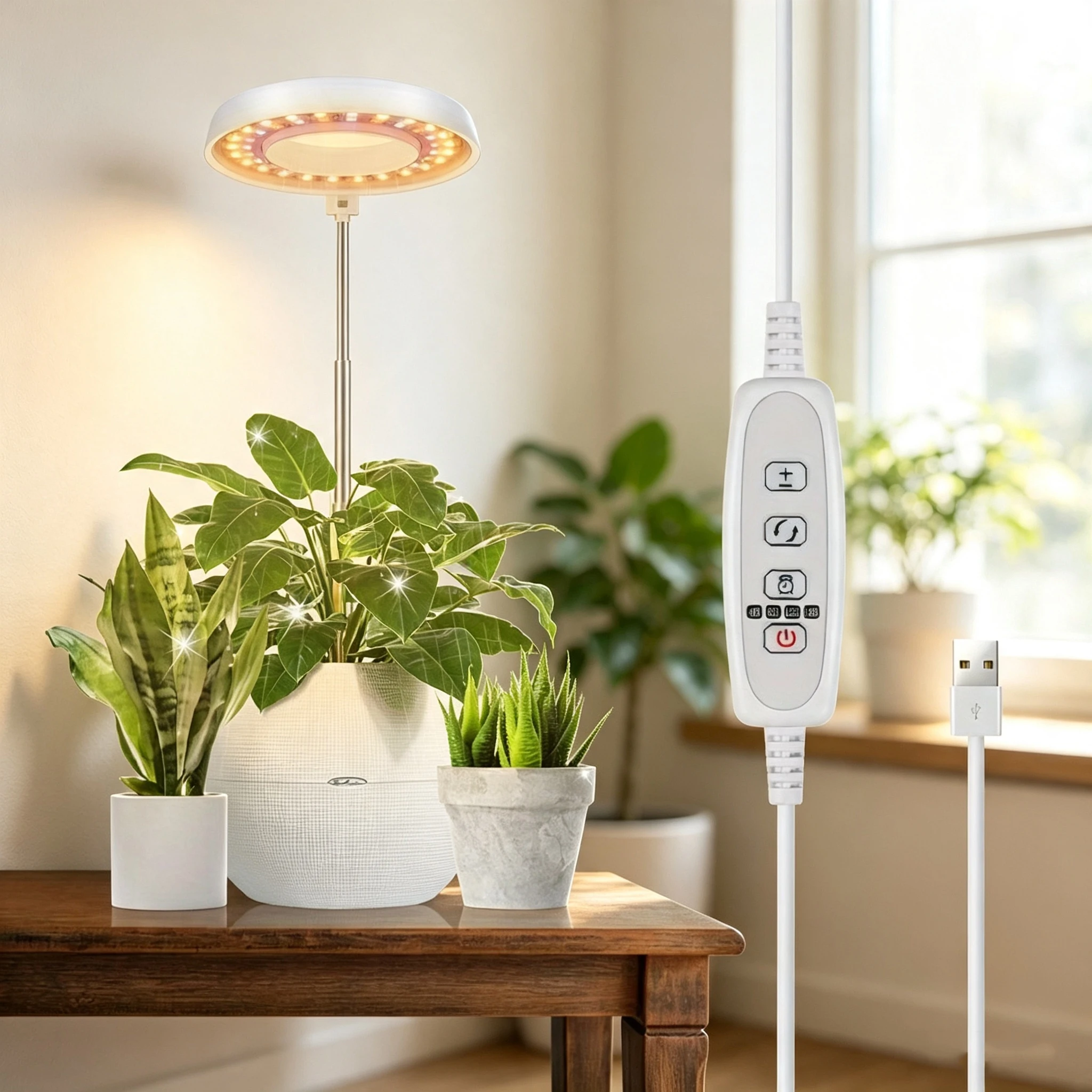 LED Grow Light Full Spectrum 48pcs Energy-Saving LED Plant with 4/8/12/18H Automatic Timer 5 Levels of Brightness Adjustable