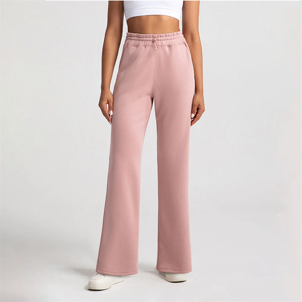 

Sand Washed Modal Yoga Pants Women Air Layer High Waisted Leggings Loose Straight Leg Running Sports Leisure Pants