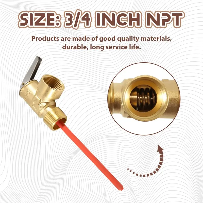 RV Water Heater Relief Valve, 210°F Pressure Relief Valve For Hot Water Tanks With Extended Probe With 3/4