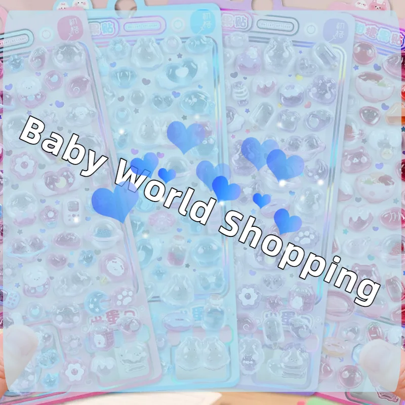 Adesivos Decorativos 3D em Cristal com Desenhos de Desenho Animado para DIY em Laptops, Garrafas de Água e Capas de Telefone