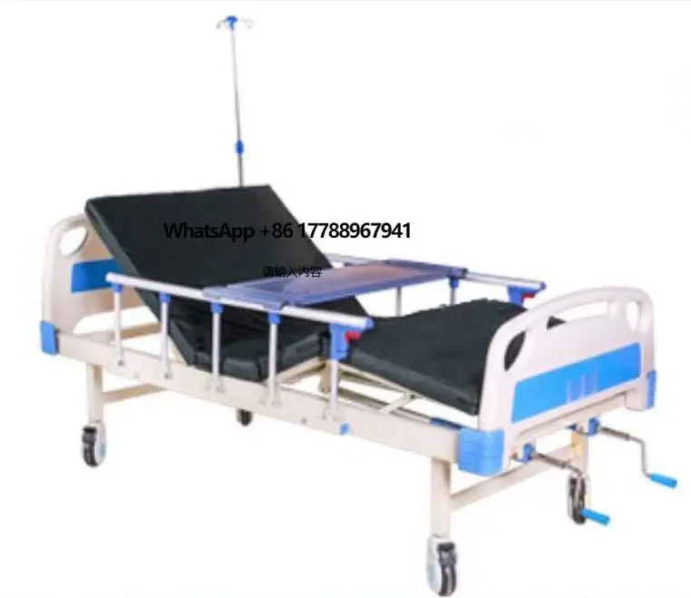 

Factory Price Medical Hospital Furniture ABS TWO Crank Manual Hospital Bed Patient Bed With Guardrail