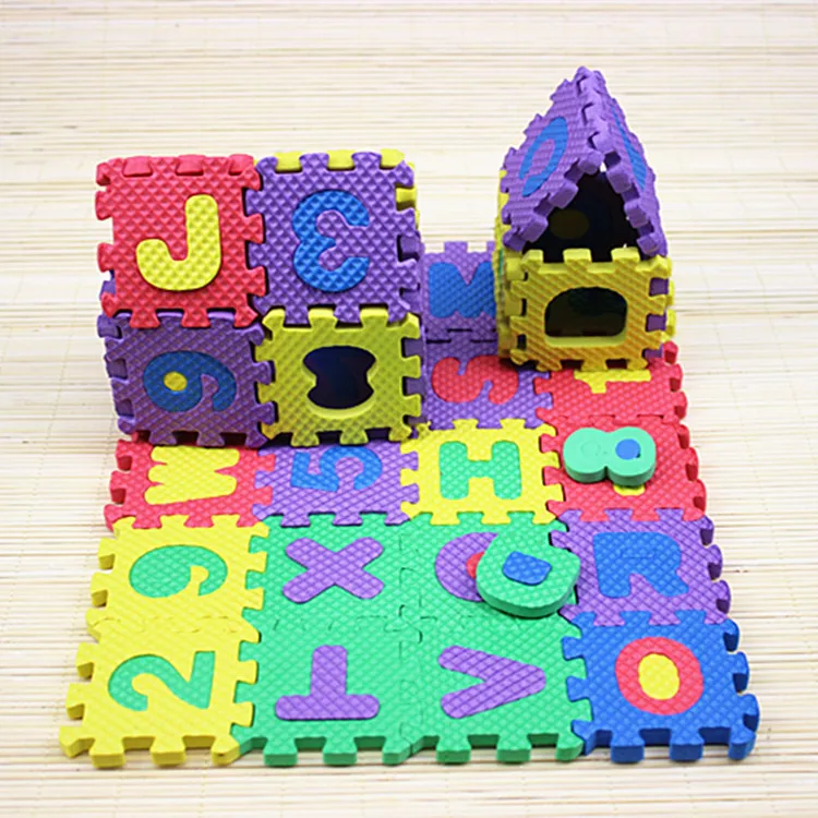 

36 PCS Puzzle Play Multicolors Alphabet Numbers Letters 3D Thickened Soft Floor Foam Play