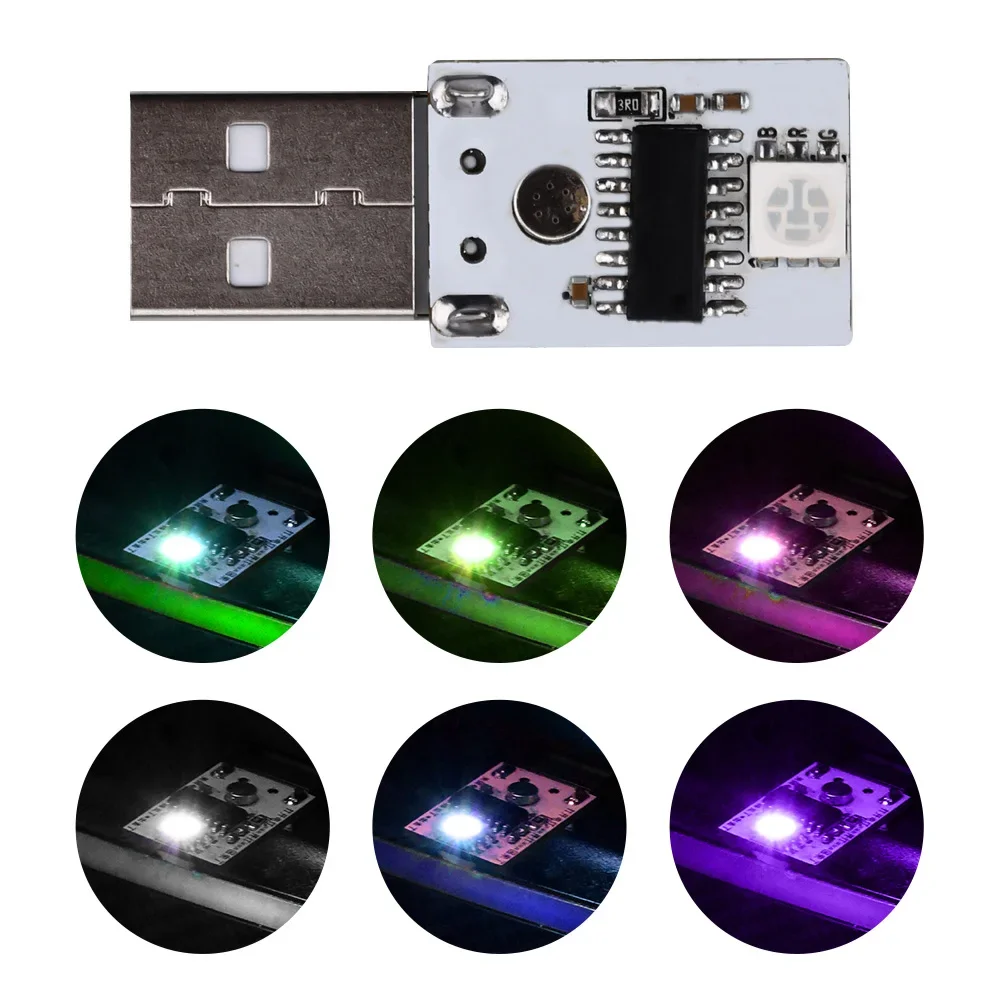 Mini carte de poche USB alimentation LED Module 1W LED Intelligent chinois/anglais commande vocale Module de veilleuse 6 couleurs changer librement