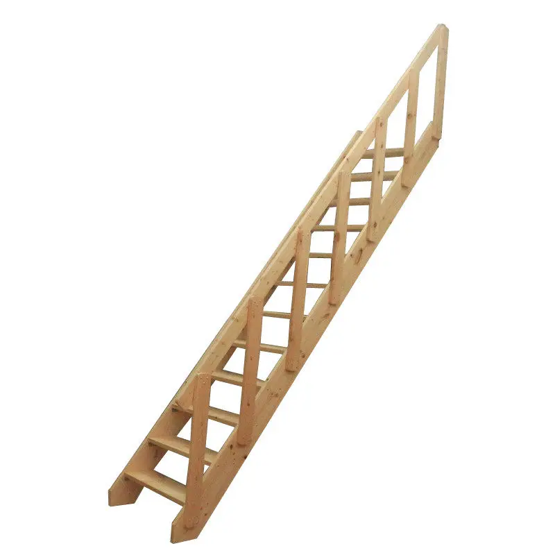Attic solid wood staircase climbing home indoor and outdoor corner folding simple duplex loft split-level platform straight ladd