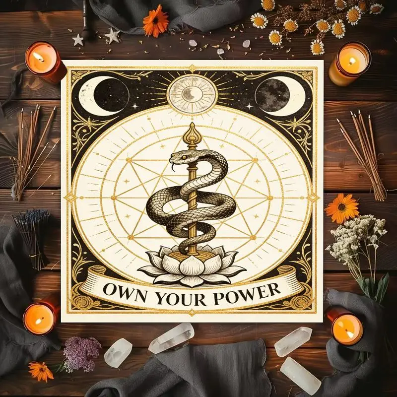 Spirit Snake Lotus Moon Phase Retro Altar Cloth Tarot Card Tablecloth Mysterious Vika Divination Ceremony Mat Meditation Decor
