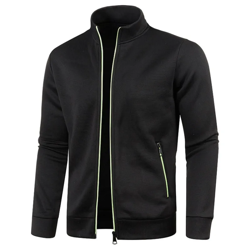 

For Men in Autumn Winter Long-zipped Knitted Sweaters with Thin Fleece Sleeves Trendy Tops Sweaters and Coats Large-sized Men
