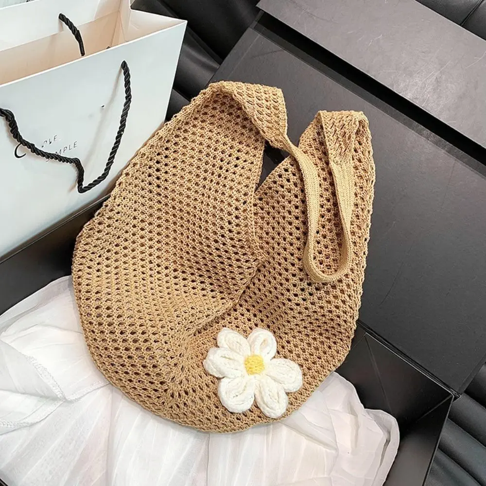 

Fashion Hollow Out Weave Straw Bag Beach Handbag Bohemian Style Beach Bag Lazy Style Large Capacity Hollow Tote Bag Vacation