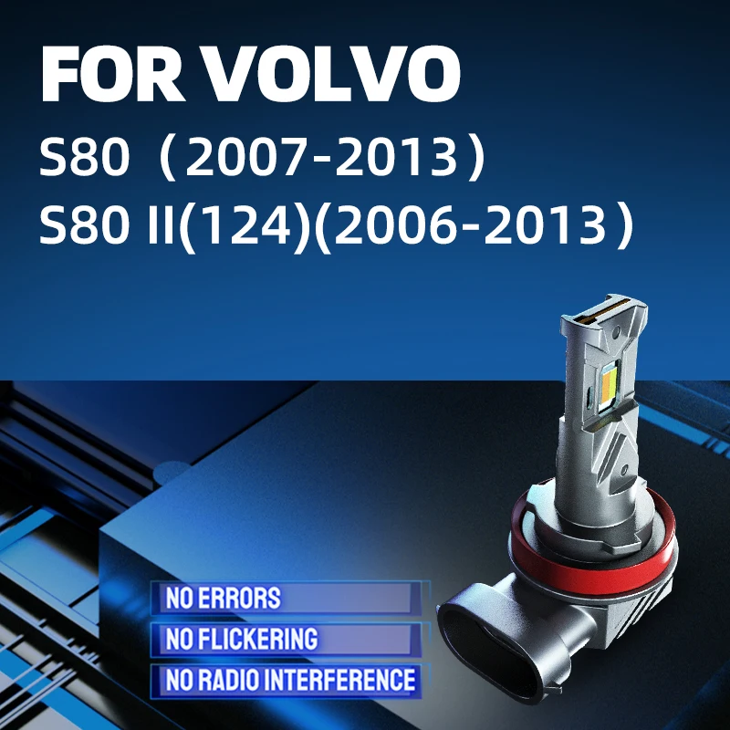 2pcs Car LED Front Fog Lights Bulbs Dual Colors Switchback White Yellow For Volvo S80 124 Saloon 2006 2007 2008 2009 2012 2013