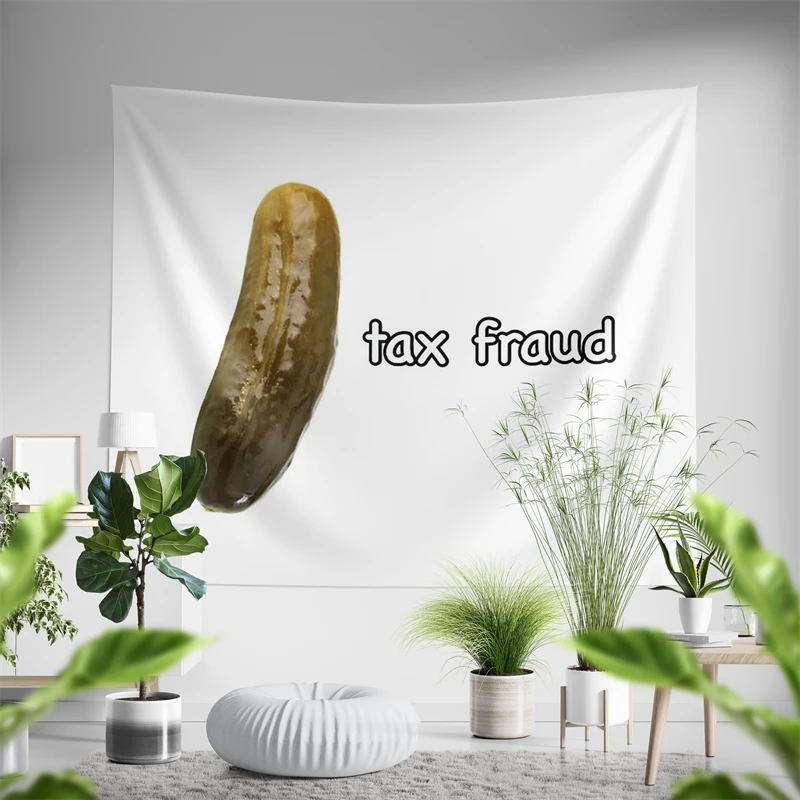 Aertemisi Tax Fraud Pickle Funny Meme Tapestry Wall Hanging Art for Bedroom Living Room Decor College Dorm Party Backdrop Home