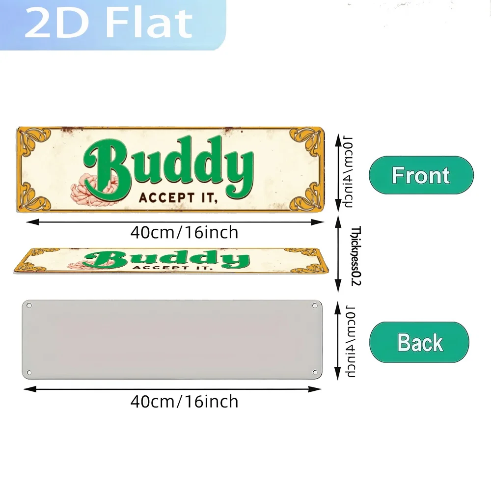 2D Flat Metal Wall Hanging Featuring a Rustic Buddy: ACCEPT IT Design - Perfect for Farmhouse Decor, Valentine's Day.