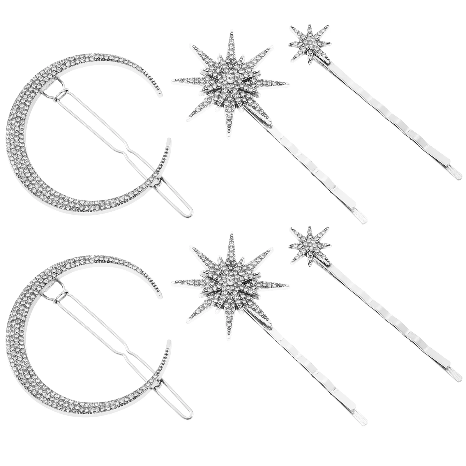 

2 Sets Ribbon Hair Clip Accessory Woman Hairpin Delicate Headdress Silver Exquisite Rhinestone Headwear Women's