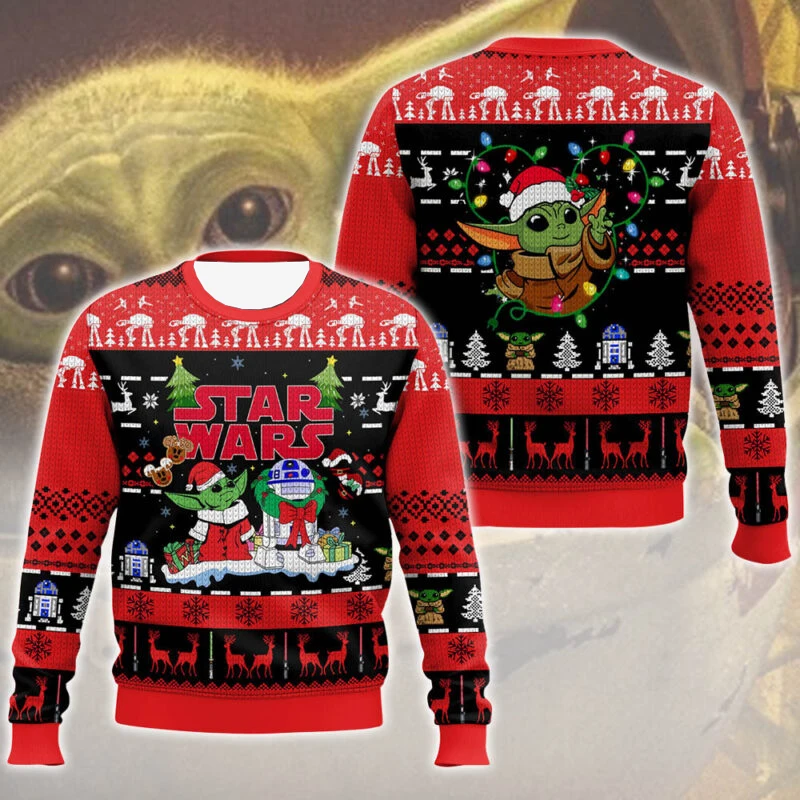 Bebé Yoda suéter de Navidad feo divertido jersey de fiesta de vacaciones cálido acogedor suéter clásico de gran tamaño para hombres niños regalo de Navidad 2026