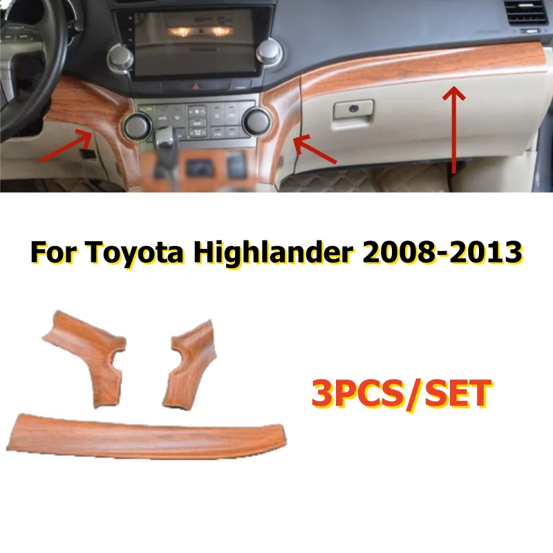 

Wood Grain Central Console Dashboard Strip Trim For Toyota Highlander 2008-2013