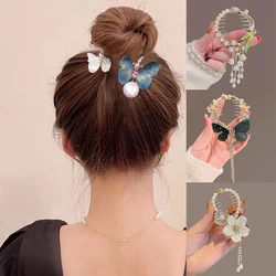 Pearl Rhinestone Hair Claw Clips Flower Horsetail Buckle Bun Ponytail Holder Hair Clip Women Female Hair Accessories