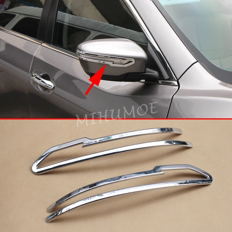 

2Pcs Glossy Chrome Side Rearview Mirror Strips Cover Trims For Nissan Rogue Sport Qashqai X-Trail Murano Exterior Accessories