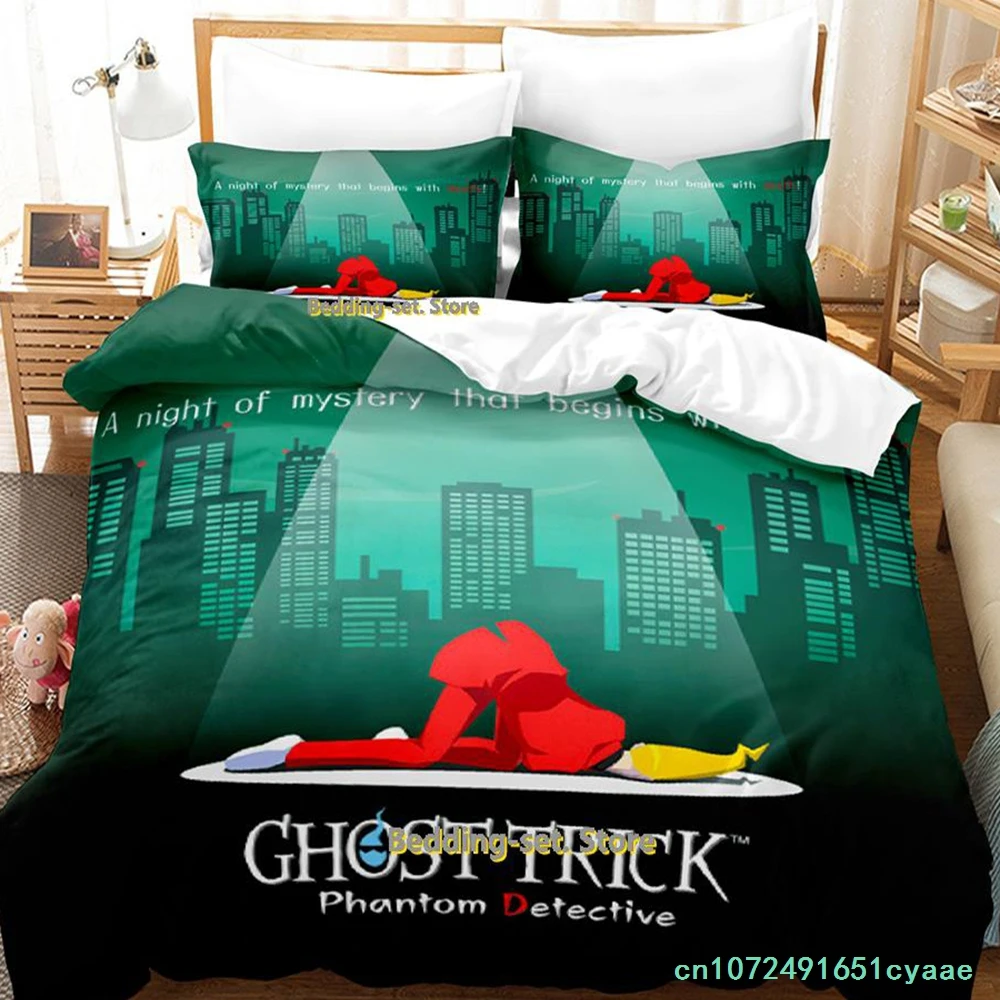 Game Ghost Trick Bedding Set Single Twin Full Queen King Size Bed Set Adult Kid Bedroom Duvetcover Sets Personality Anime Bed