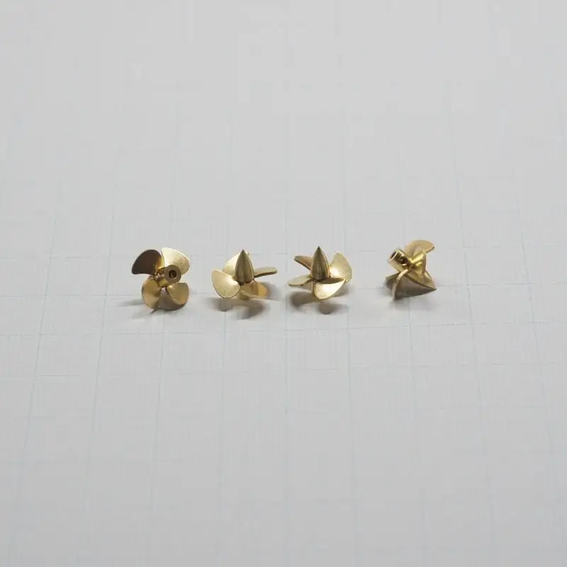 4Blade Brass Propeller 11mm, 1.5mm Shaft Hole CW CCW Prop Set, RC Boat Spare Parts for 1/350 Battleship Model
