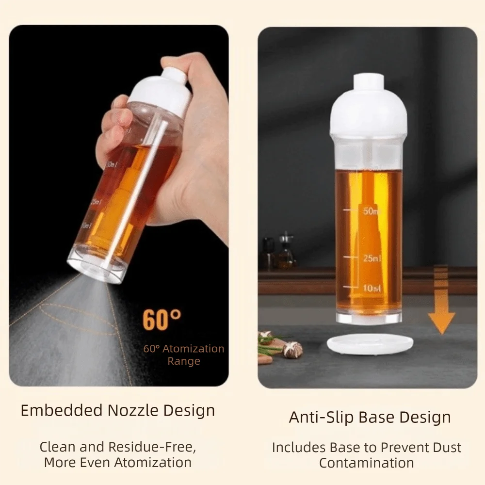 Portable Plastic Down-Spray Oil Bottle 100ML Food Grade Press Oil Sprayer Anti Slip Leak-proof Seasoning Bottle Kitchen Cooking