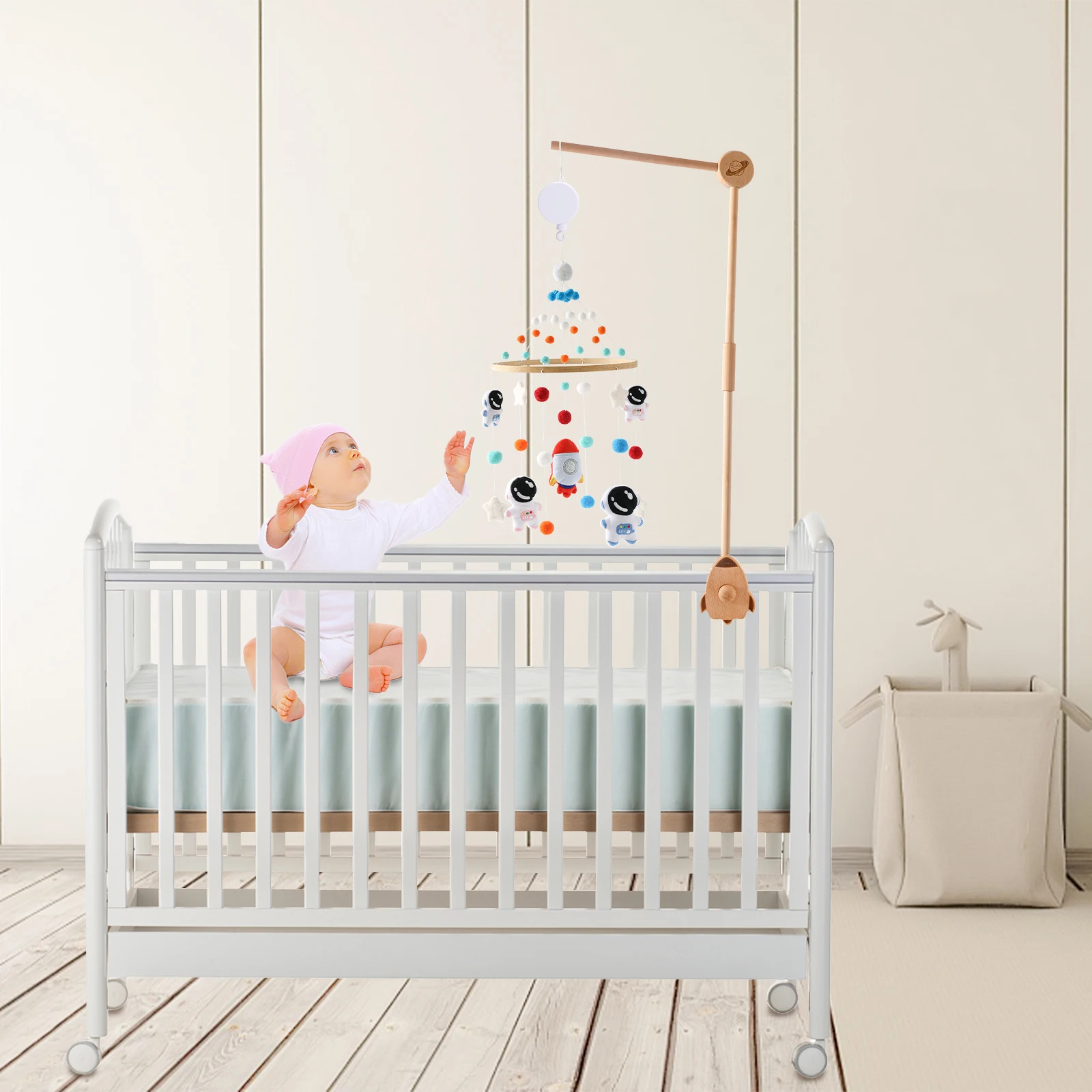 New Rattle Toy 0-12 Months Wooden Mobile On The Bed Newborn Music Box Bed Bell Hanging Toys Holder Bracket Infant Crib Boy Toy