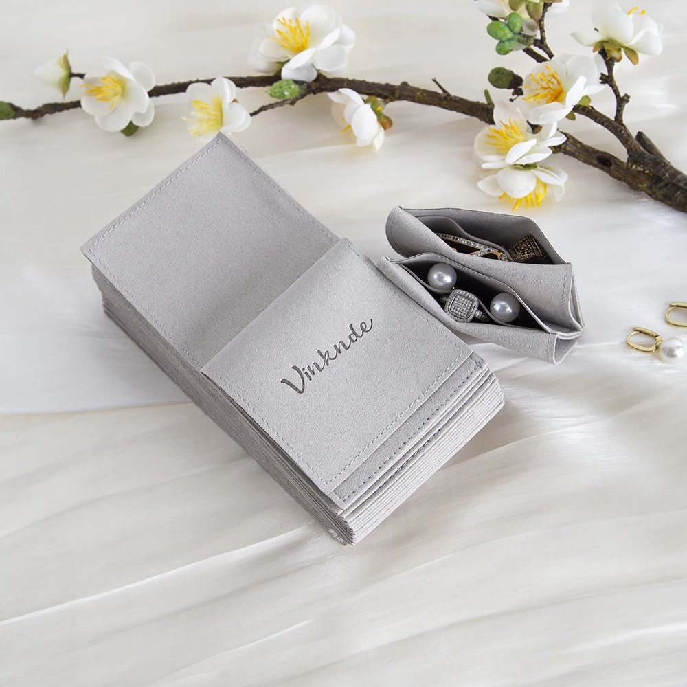 

Сумка для демонстрации ювелирных изделий из микрофибры с тиснением логотипа, роскошная бархатная сумка, кольцо, ожерелье, серьги, браслеты, сумка с отделением