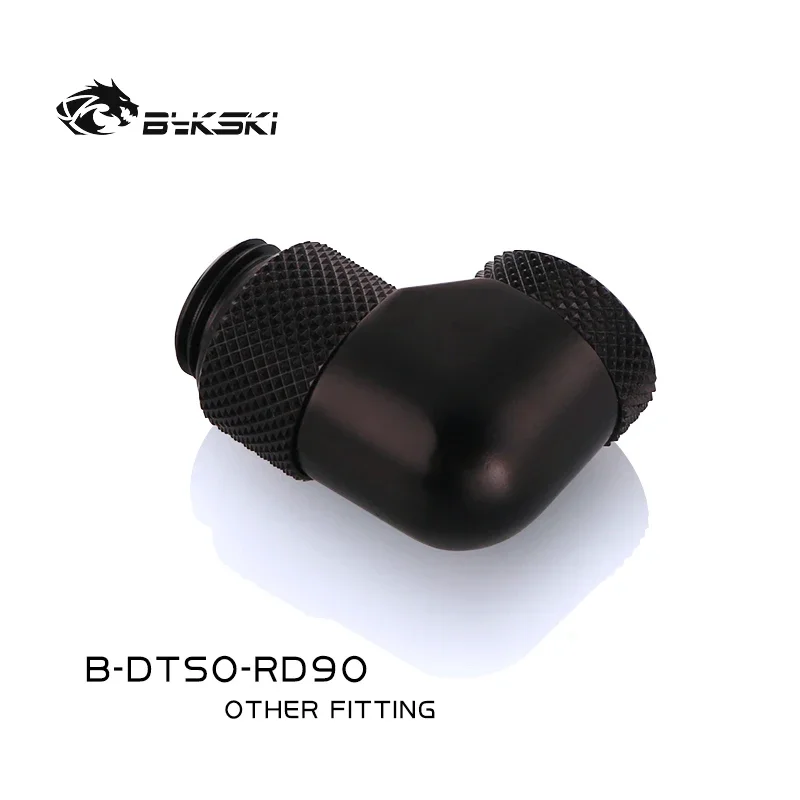 Bykski B-DTSO-RD90,G1/4 90 Degree Rotaring Female To Male Fitting,PC Water Cooling F-M Connector Adapter,Black/Silver