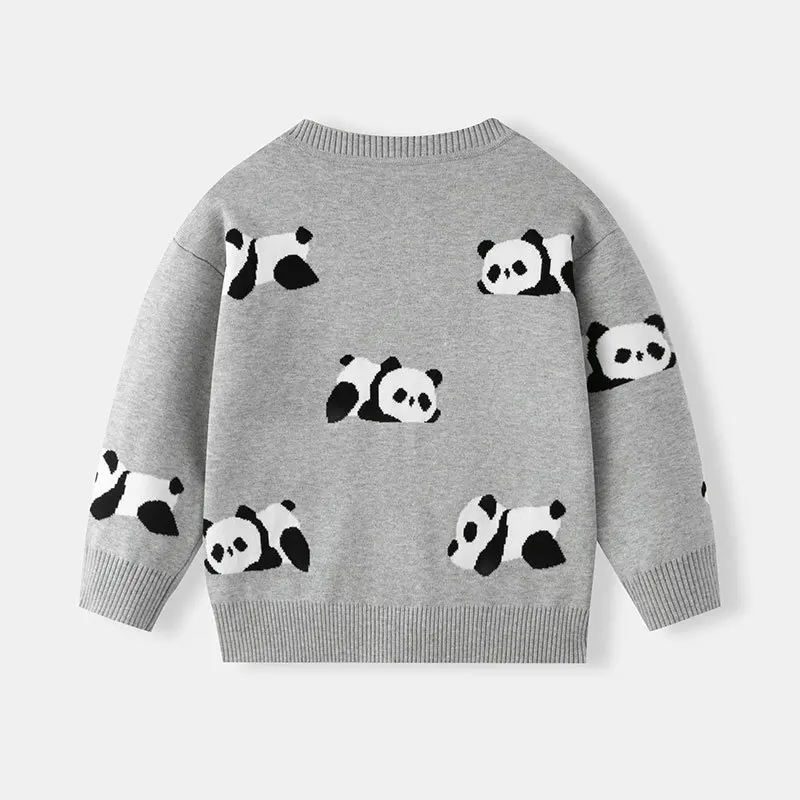 2025 new autumn and winter children's cartoon panda cotton sweater jacket boys and girls baby knitted cardigan