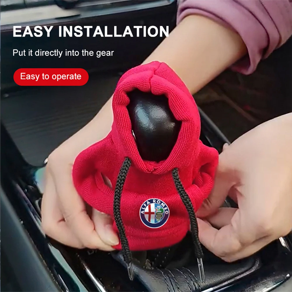 Felpa con cappuccio per auto Cambia leva di velocità Felpa Maniglia Pomello del cambio Copertura per Alfa Romeo Giulia 147 156 Giulietta 159 Stelvio Tonale