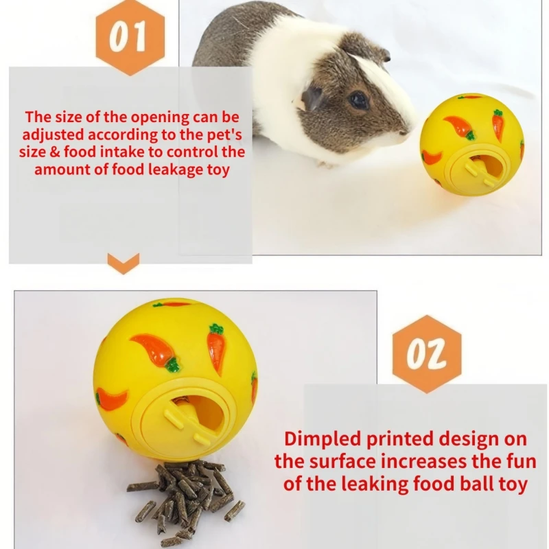 1pc Random Color Interesting Puzzle Toy Carrot Printed Ball Pet Feed Dispenser Toy Slow Feed for Small Pet Cat Rabbits Hamsters