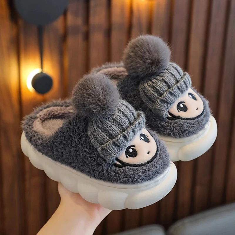 Children's slippers winter boys' indoor home cartoon cute middle and small children's baby cotton slippers warm girls' slippers