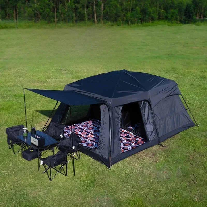 Tent outdoor two rooms and one living room 4 people 8 people 10 people, multi-person camping, rainproof camping portable