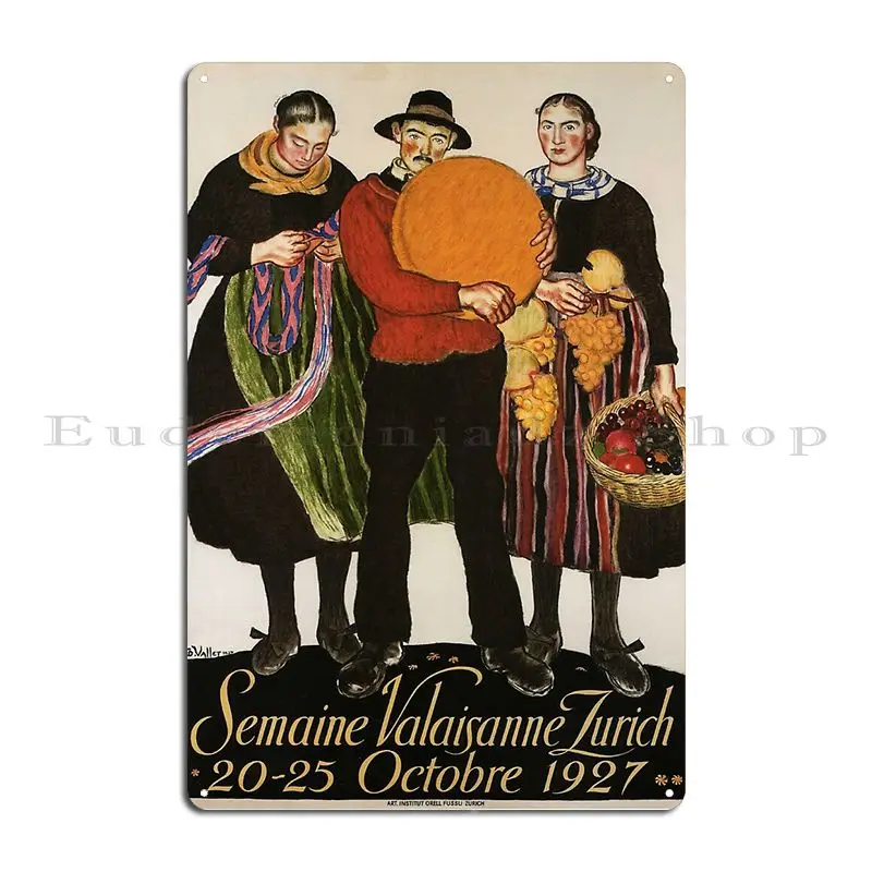 ملصق سويسرا عتيق فن السفر السويسري Valais 1927 علامات معدنية نادي صدئ سينما مخصص المرآب تين تسجيل ملصق #2