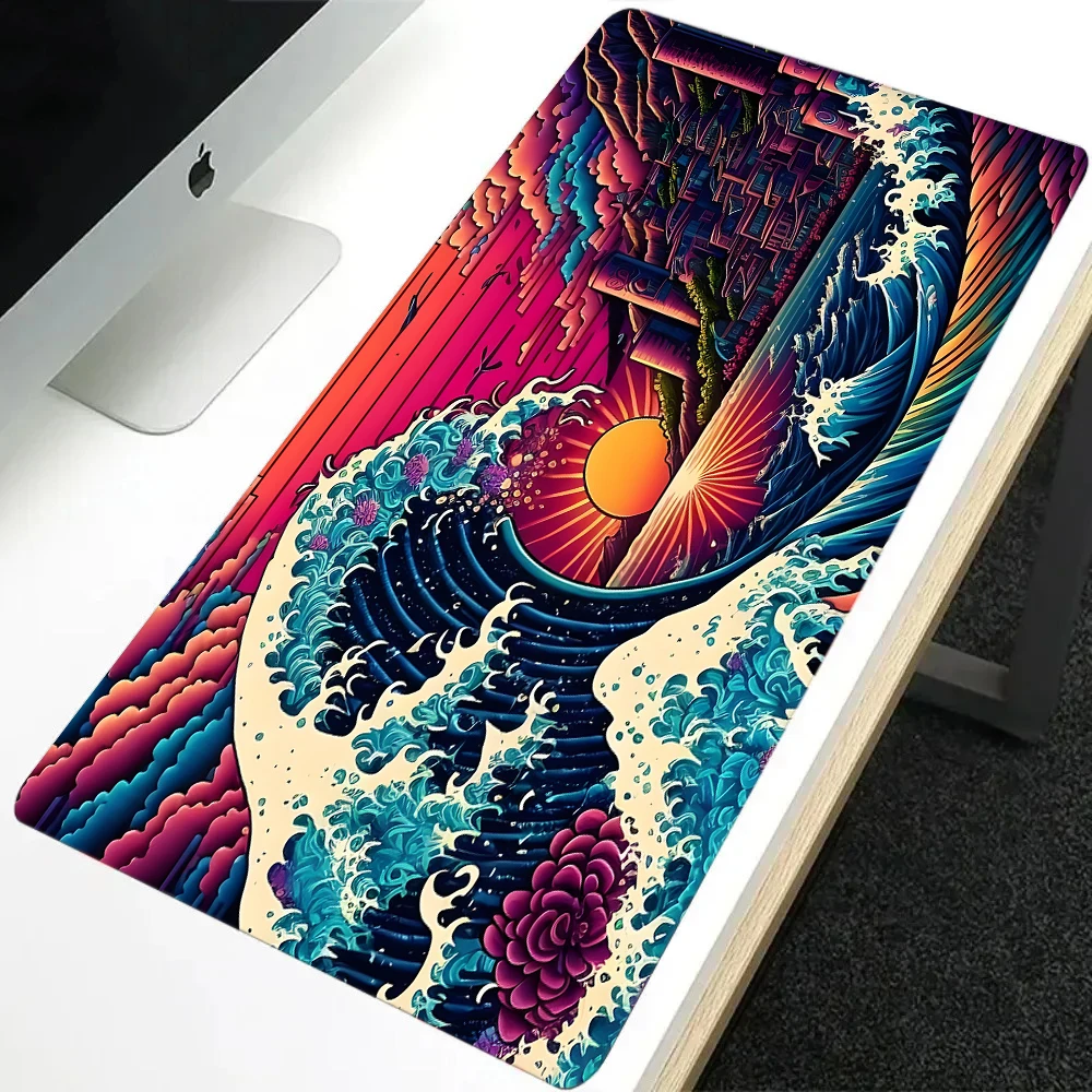 Japan Kanagawa Mausepad red Desk Mat Gaming Mat Pad on The Table Office Gamer Accessories Keyboard Mats Mouse Pad Mouse carpet