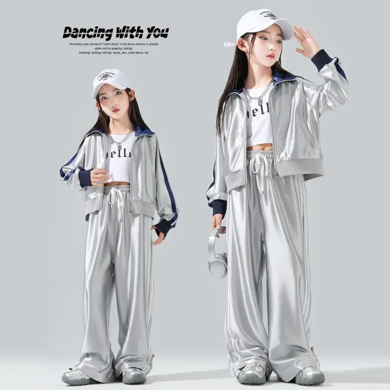 

Kawaii Casual Coat Set Fashion 3 Piece Set Children's Clothing Girls Jazz Dance Costume Stage Performance Trendy Autumn Style