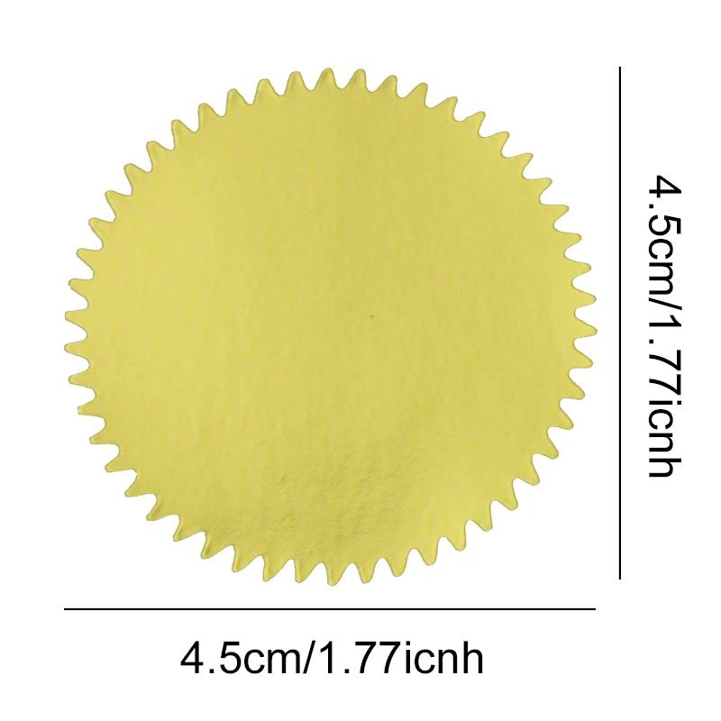 100PCS Gold Silver Embossed Seals Sticker Gear Shape Round Adhesive Label for Scrapbook Journaling Invitation Envelope Decor ZYF