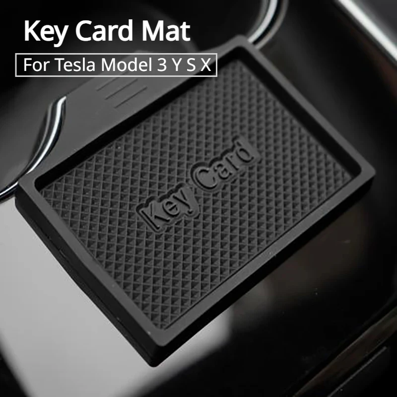 Alfombrilla para tarjeta de llave para Tesla modelo 3 Y S X, soporte antideslizante, cubierta protectora de silicona suave, accesorios para consola