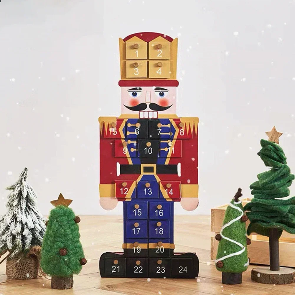 Christmas Advent Calendars Wood Nutcracker 24 Days Countdown Storage Organization Figurines Room Home 2024 Decor Holiday Gift