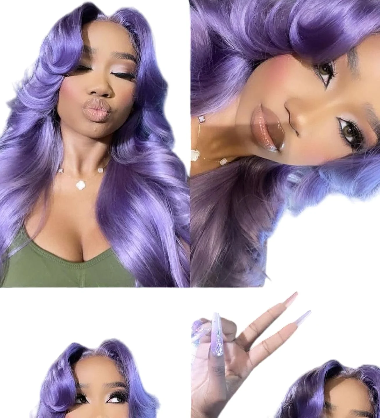 Body Wave Ash Purple 13x6 Lace Front Human Hair Wig For Women Brazilian Pre Plucked 13x4 Transparent Lace Frontal Wig Pre Color