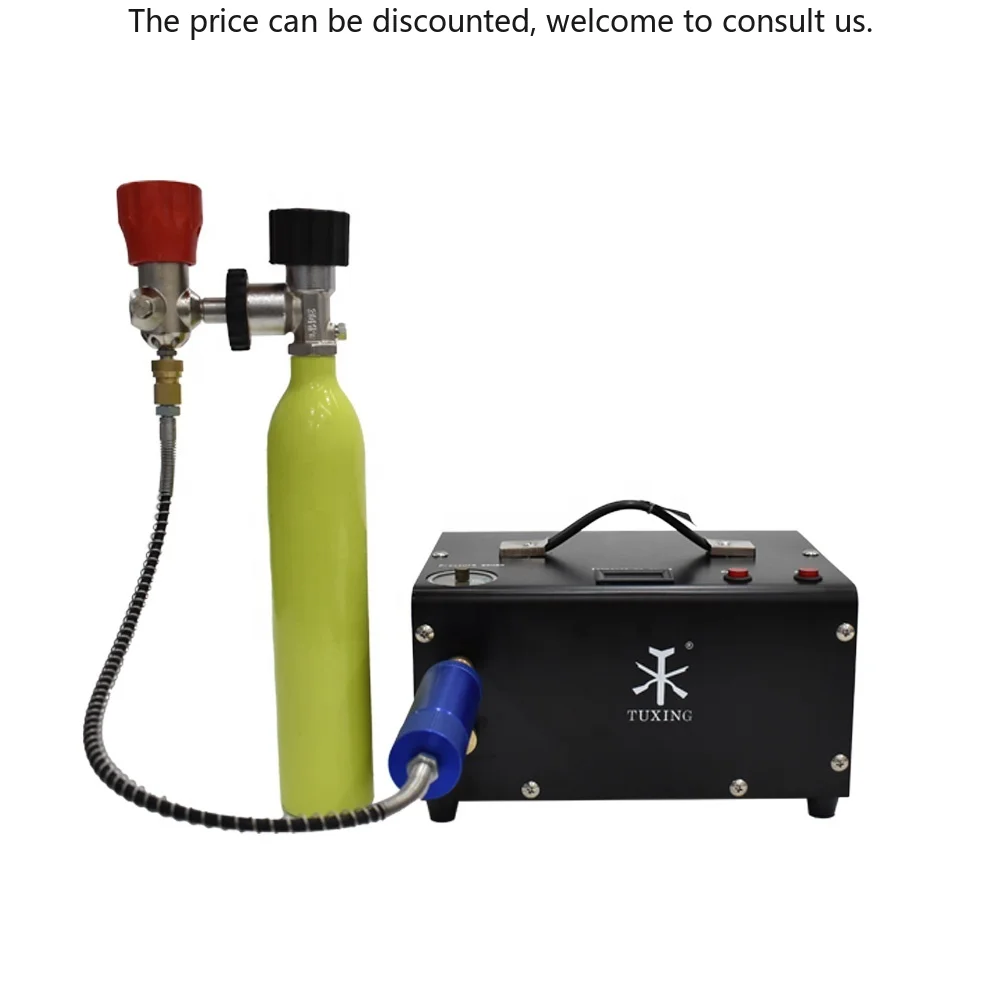 

TUXING Factory OEM 30mpa/4500psi/300bar Auto Shutdown Built-in Fan Cooling Outdoors Oil Free Hunting PCP DC 12V Air Compressor