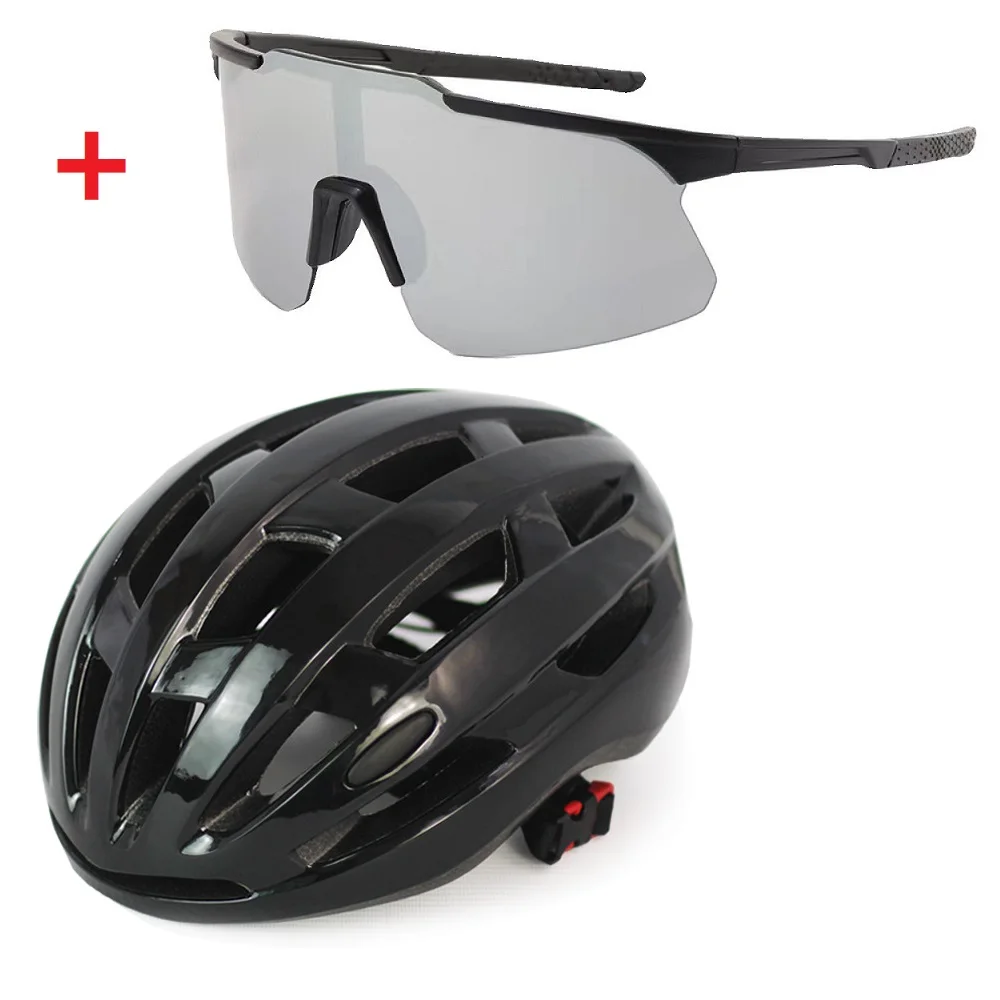 

Bicycle helmet men's one-piece molded women's mountain road lightweight breathable safety helmet riding equipment sunglasses